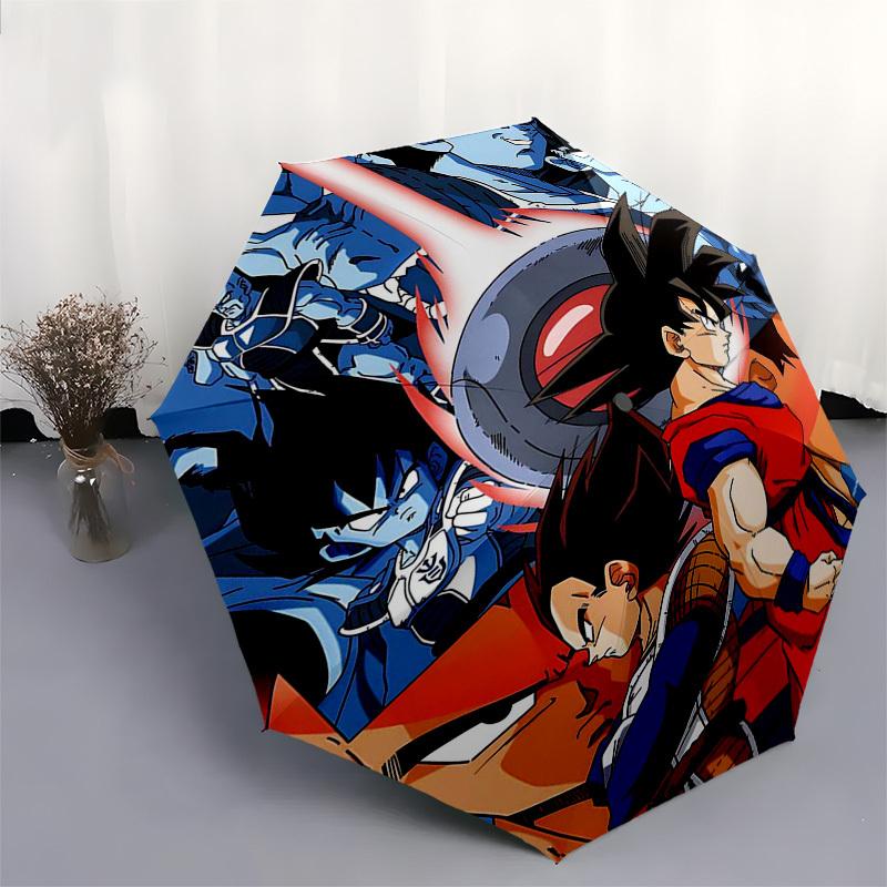 1pc Dragon Ball Z Goku Vegeta Automatic Opening/Closing Umbrella with 3-Fold Design, 8-Rib Iron Frame - Perfect Gift for Fans, Travelers, Daily Use, a
