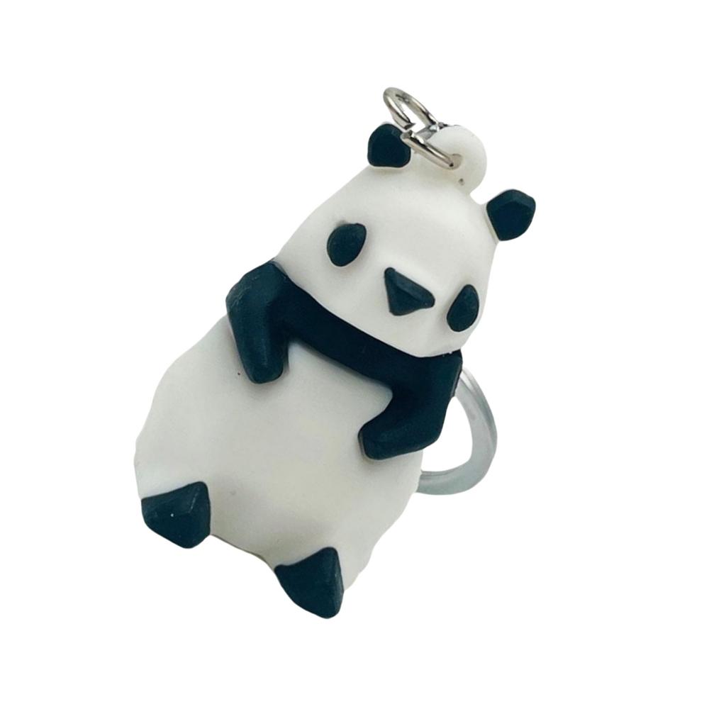 Adorable Silicone Panda Keychain Cartoon Animal Pendant Keyring Handmade Backpack Accessory for Girls and Boys