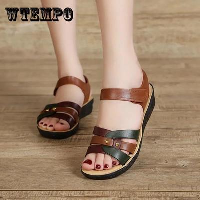 Летние сандалии, женские нескользящие износостойкие сандалии на плоской подошве на низком каблуке, уличные