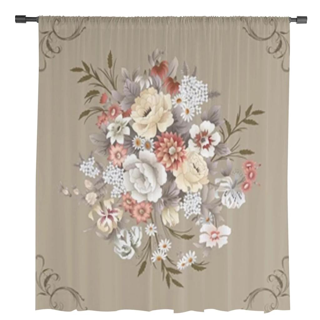 Прозрачные шторы с цветочным узором, вуаль для спальни, занавеска для гостиной, окна, прозрачные шторы для кухни, тюлевые шторы