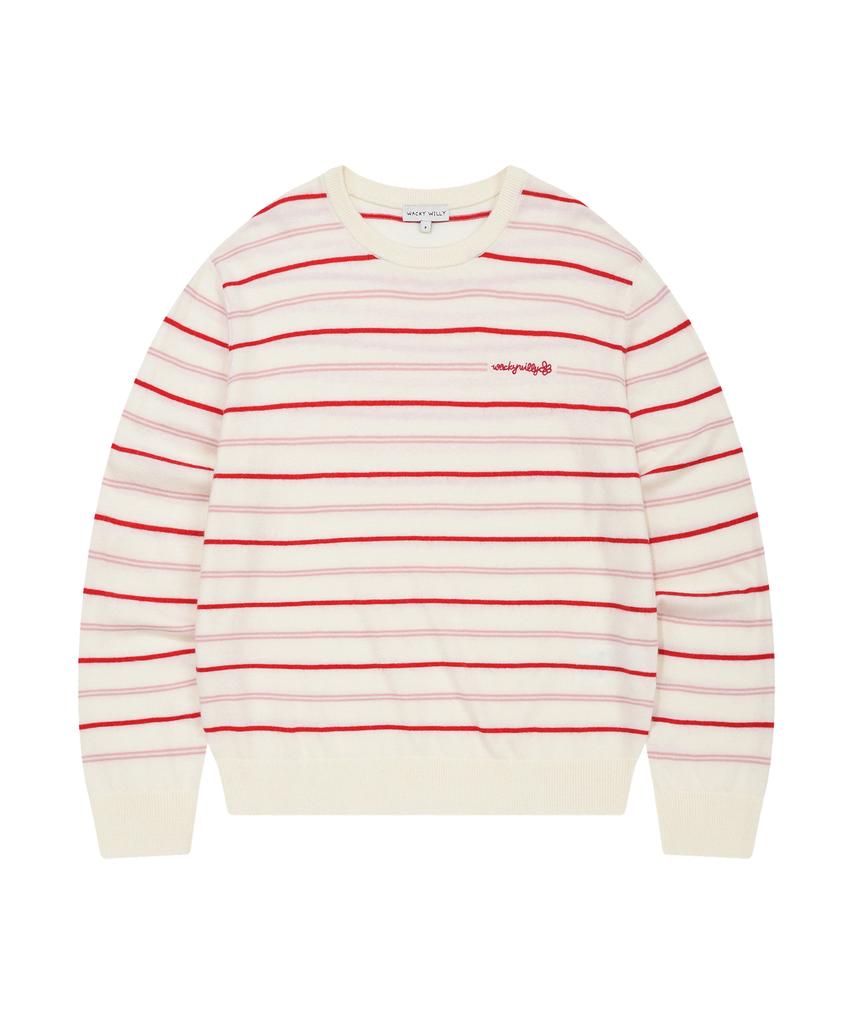 WACKY WILLY Women'S Striped Pullover Cream