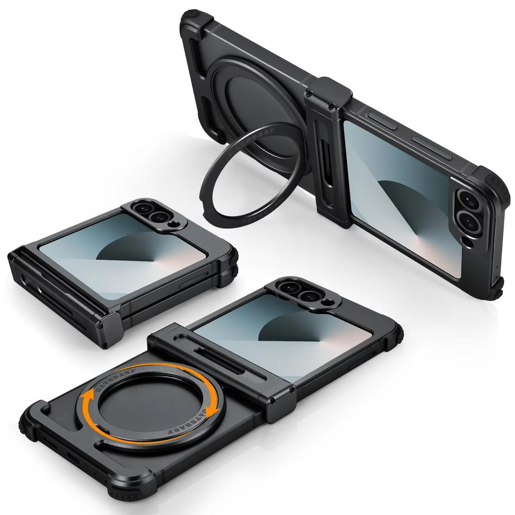 Чехол Eary для Samsung Galaxy Z Flip 7 6 с поддержкой MagSafe, 360° вращающаяся магнитная подставка, беспроводная зарядка, защита от царапин