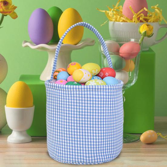 Пасхальное ведерко в клетку для детей, сумка для хранения в детской, подарочная корзина для новорожденных с ручкой для вечеринок по поиску пасхальных яиц