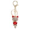 Key Chains Cute Cat Style Metallic Luster Zinc Alloy Shiny Rhinestones Red Decorative Key Chain for