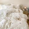 3/4PCS Rose Embroidered Duvet Cover Set (1*Duvet Cover + 2*Pillowcase, Without Core), Princess Style Lace Bedding Sheet Sets