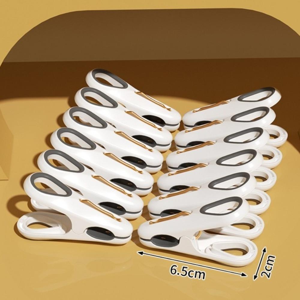 12pcs Durable Plastic Clothes Pins Green White Household Food Clips No Pressing Marks Socks Underwear Clips for Laundry Room