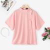 Женская повседневная летняя блузка с круглым вырезом и коротким рукавом