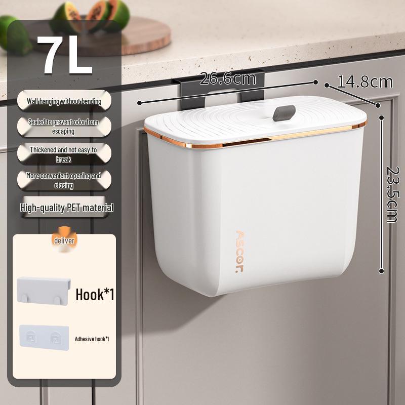 Large Capacity Wall-Mounted Trash Can with Lid for Bathroom, Kitchen, Bedroom, and Living Room