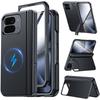 Магнитный чехол для телефона Google Pixel 10 Pro Fold со подставкой, Совместим с Magsafe, Защита шарнира, Встроенная двойная скрытая подставка, Защита экрана - Черный