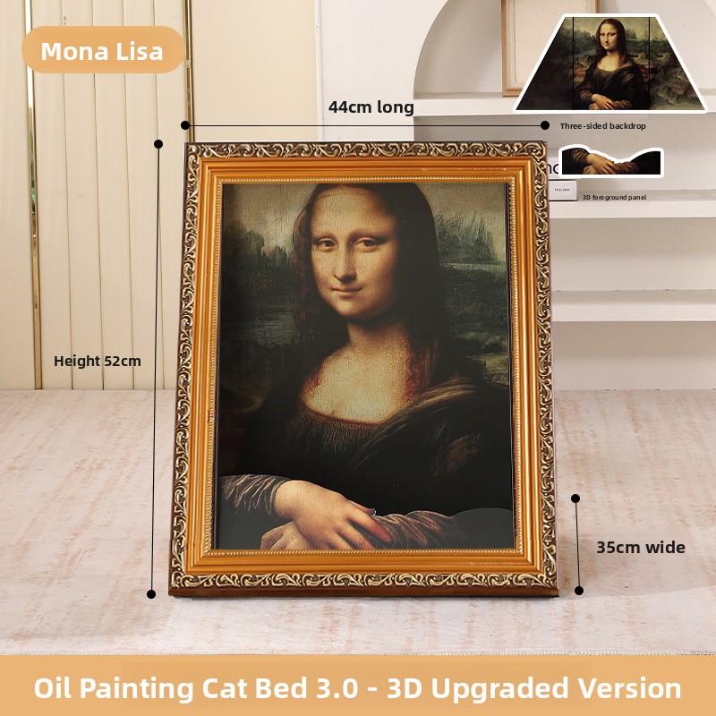 Upgraded 3D 4D Oil Painting Cat Bed Scratcher Integrated Corrugated Paper Surround Decorative Vintage Cat House