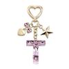 Bling Keychain with Initial Letter Butterfly Star Pink Purple - Cute Gift for Women And Girls Bag Cup Charms Fashion Accessory