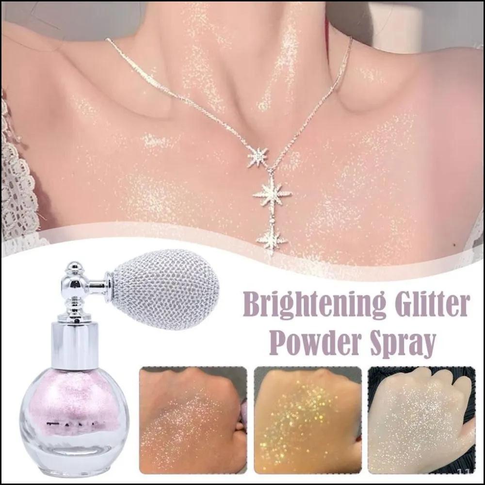 , Спрей-хайлайтер с блестками и мелкими частицами.