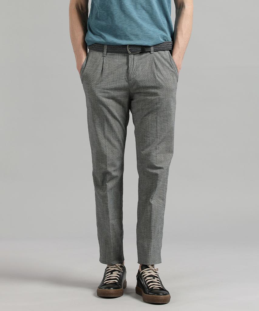 PANICALE Gray Micro Pattern Cotton Blend Pants