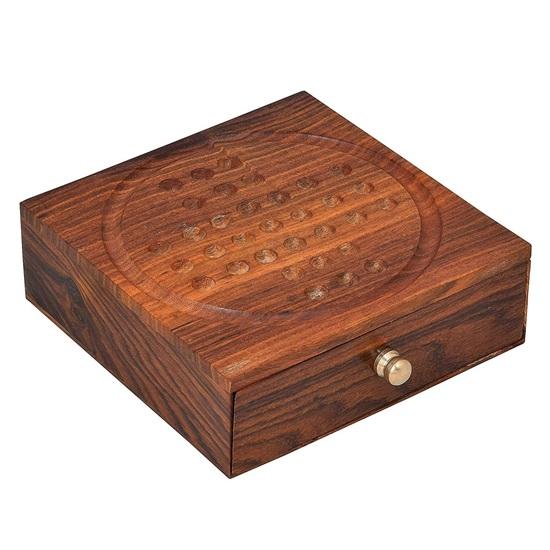 Настольная игра Солитер Металлические шарики Бусины с ящиком для хранения Пасьянс Деревянная китайская игра