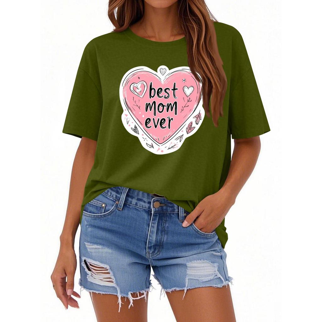 Женская повседневная футболка с круглым вырезом и короткими рукавами с принтом