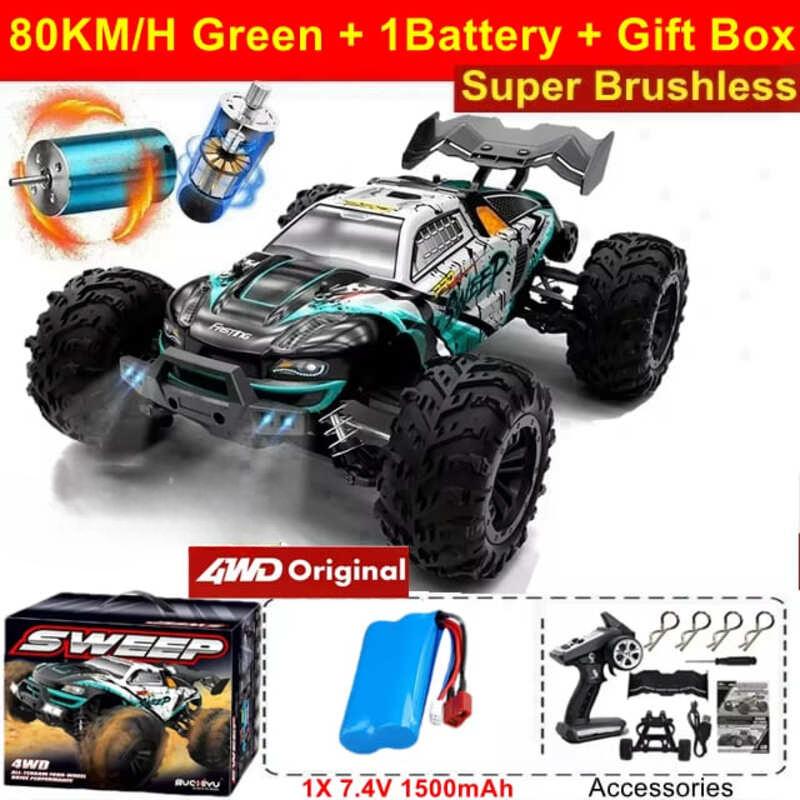 Новый 4WD High Toughness 80KM/H полноприводный радиоуправляемый автомобиль Off-road 4x4 RC 1:16 полномасштабных высокоскоростных гоночных машин Big Foot Fast Drift, детский подарок