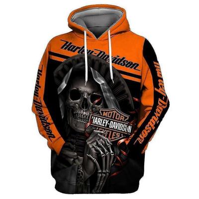 Новая 3D Толстовка с капюшоном Череп Harley-Davidson Свитшот Худи Пуловер Высокое качество