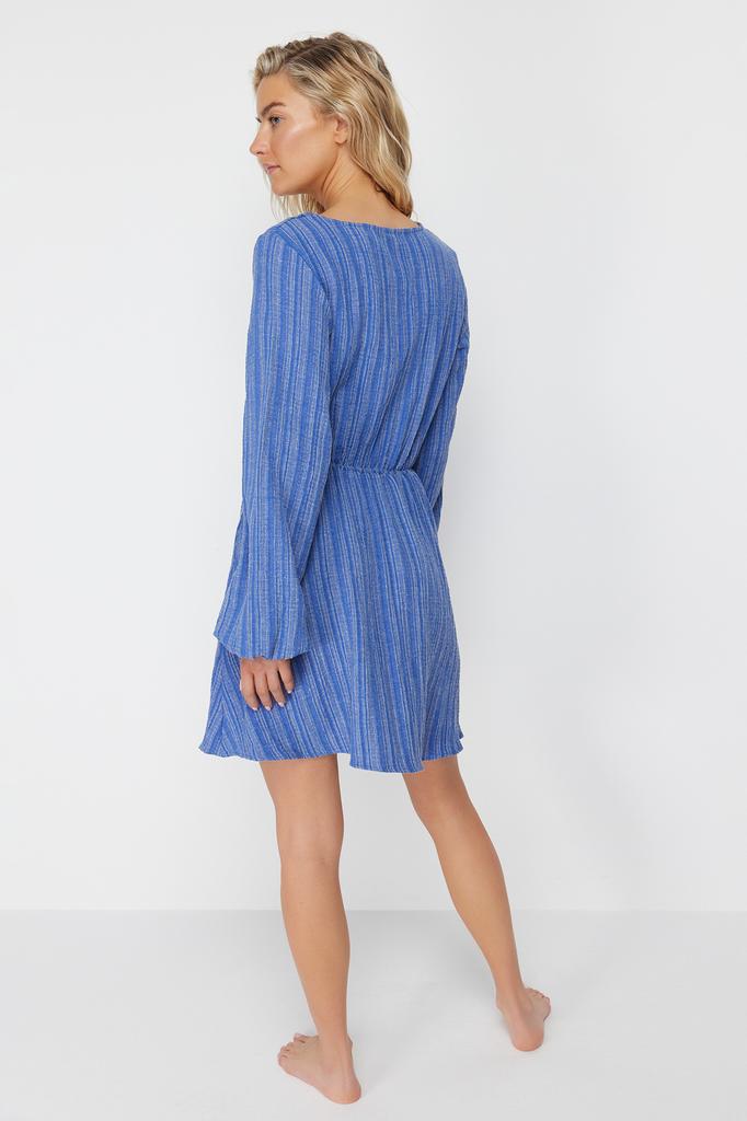 Women's Fashion New Dress Black Mini Woven Tie-Up Linen Blend Beach Dress