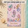 Mermaid Theme Soft Beach Towel Personalized Custom Name Text Towel Portable for Beach Pool Travel