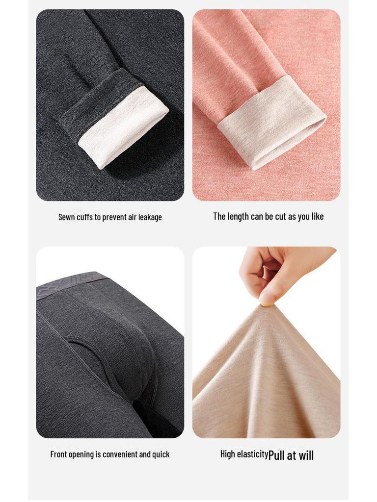 Комплект нижнего белья из термошерсти и шелка с круглым вырезом и бархатом на осень/зиму