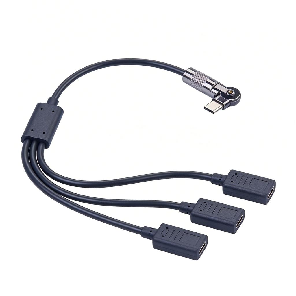 USB C 1 Штекер на 3 Разъема Разветвитель Передача Данных Зарядка Поворот на 180 Градусов Удлинитель Разветвитель Кабель для Смартфона