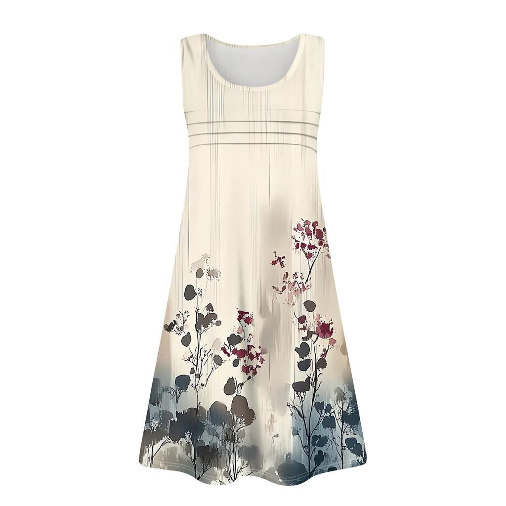 Женские летние платья с круглым вырезом, плиссировкой спереди, без рукавов, карманами, сарафаном, повседневным платьем