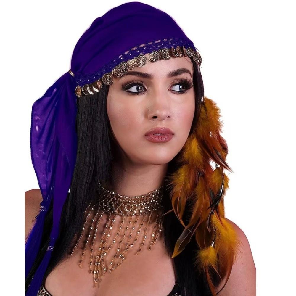 Crochet Coin Headscarf Traditional Dance Costume Headwear Belly Dance Accessories Belly Dance
