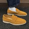 Brand Men's Suede Comfortable Anti Slip Bean Shoes 2025 New Summer Lazy Men's Pointed Breathable Casual Business Loafers