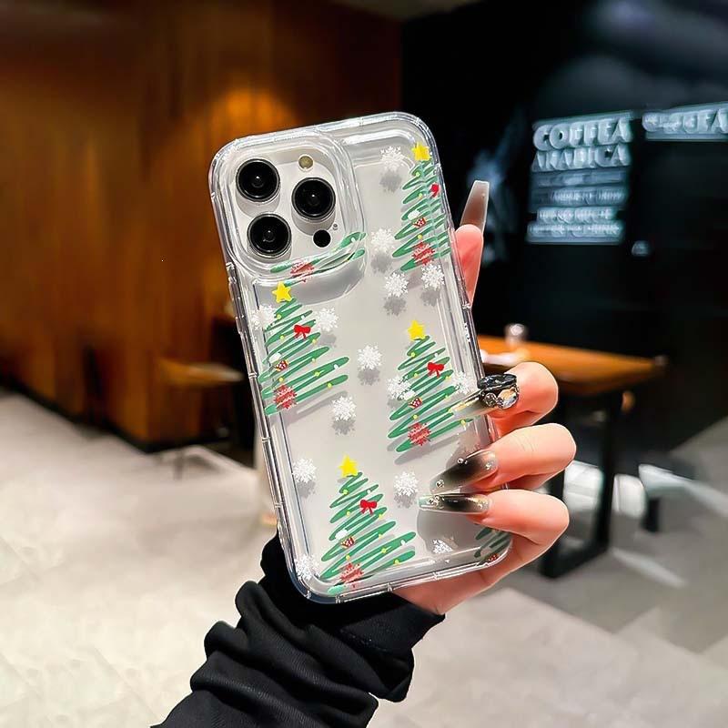 Забавная чехол-накладка на iPhone 11/12 с рождественской елкой 15Promax Apple 13/14 противоударный мягкий чехол xr/xs/78
