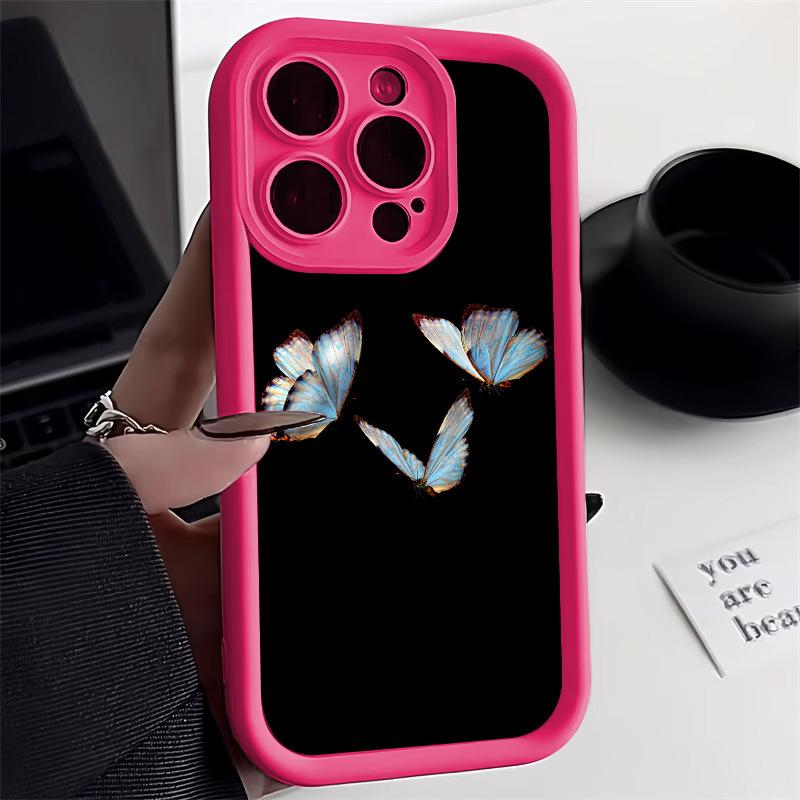 Новый китайский синий бабочка для iPhone17 мягкий чехол чехол для мобильного телефона 17ProMax простой 14 продвинутый 13 мелкое отверстие 12