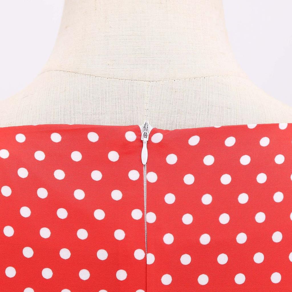 Retro Women's Square Neck Short Sleeve Polka Dot Print Lace Up Waist Big Swing Dress