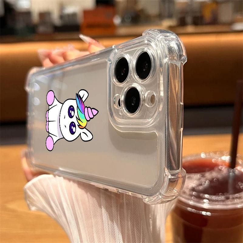 Unicorn with Rainbow Pee Cartoon Phone Case Clear For iPhone 17 16 14 15 11 12 13 Pro Max 16E 15 16 Plus 17 Air Shockproof Cover
