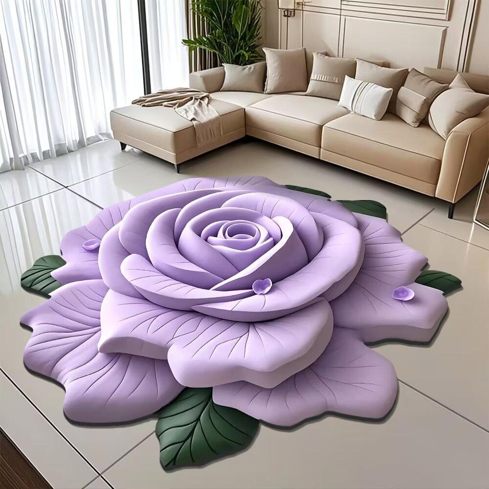 Плюшевый цветочный напольный коврик, впитывающий диатомитовый напольный коврик, нескользящий 3D визуальный цветочный узор, ковер для спальни, прихожей, кухни