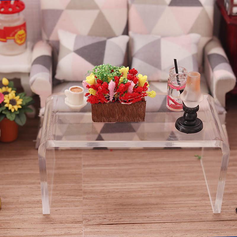 1:12 Doll House Transparency Table Living Room Leisure Table Mini Model Scene