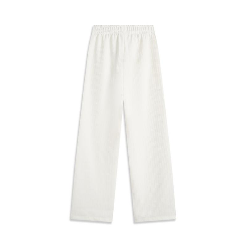 Li Ning Sports Trend Series Однотонные Спортивные брюки средней посадки Свободные Дышащие Универсальные Прямого кроя Женские брюки Белый AKLV064-1