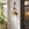 Crescent Moon Owl Solar Lanterns Owl/Cat Hanging Light, Outdoor Garden Wind Chime with LED Powered Lawn Decoration Lamps Waterproof Resin Decorative