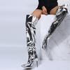 Women Fashion Faux Leather Thigh High Boots Nightclub Style Sexy Anti-Slip Prom Shoes Pointed Toe Long Boots