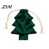 Drawstring Storage Pouches Christmas Tree Shaped Gift Bag, Reusable Treat Goody Bags with Pompoms Decorative Xmas Accessories Bells, Winter