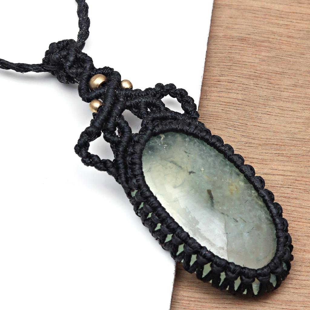 Пренит кабошон драгоценный камень Holloween Gifted Jewelry Macrame Ожерелье 20-32 дюйма