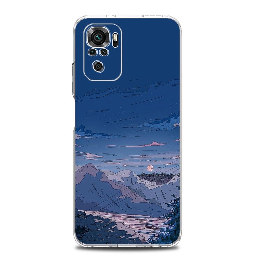 INS Япония Закат Пейзаж Прозрачный Чехол Для Телефона Для Xiaomi Redmi Note 12 5G 9S 9 8 10 11 Pro+ 9T 8T 10C 9C 9A 7 Pro Мягкая Задняя Крышка