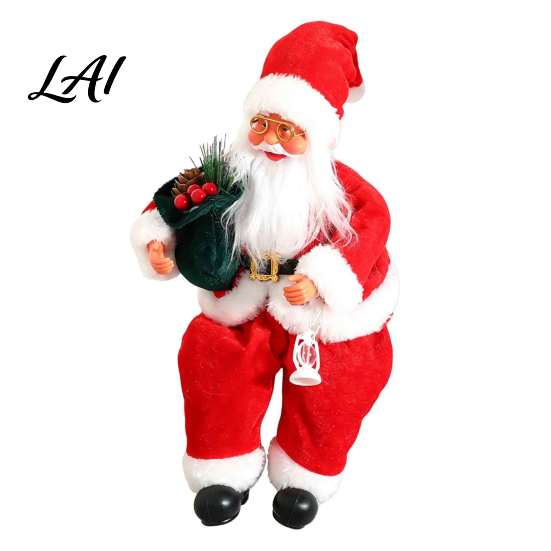 Christmas Sitting Santa Decorations Plush Claus Figurine 11.81 Inch Fabric Party Supplies for Kids Doll Holiday Home Decoration And Festive