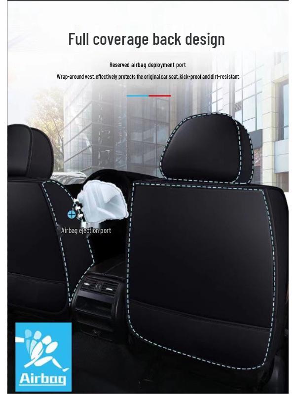 Комплект всесезонных чехлов на сиденья с полной защитой - Кожа и ледяной шелк с мультяшным дизайном