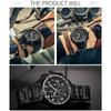 Top Brand Luxury Sport Watch For Men Quartz Chronograph Date Luminous Full Steel Wrist Watch