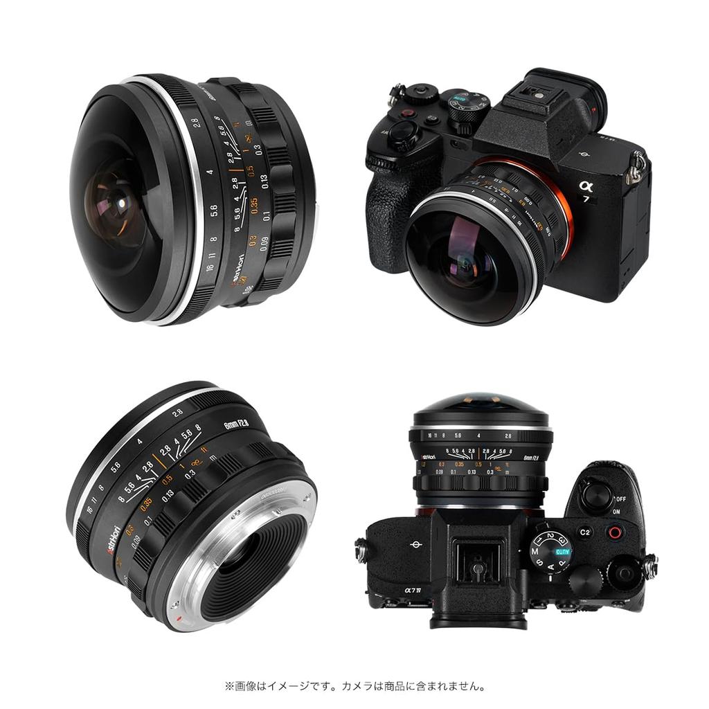 AstrHori 6мм Циркулярный Рыбий глаз Sony E Ручной Большой Черный Объектив F2.8, Сверхширокоугольный 220°, Совместимый с Полным кадром, E-Mount, Совместимый, Фокус, Диафрагма,