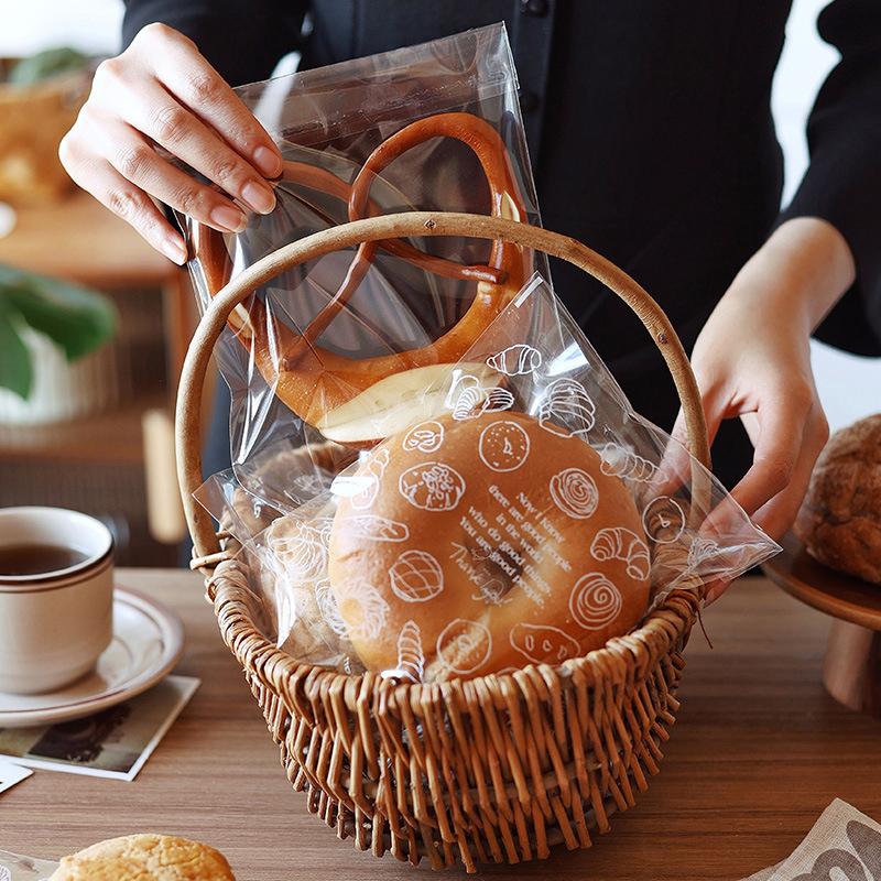 100 шт. прозрачные печатные самоклеящиеся пакеты для выпечки хлеба, подарочные пакеты для конфет, хлеба, самозапечатывающиеся пакеты для вечеринки, дня рождения