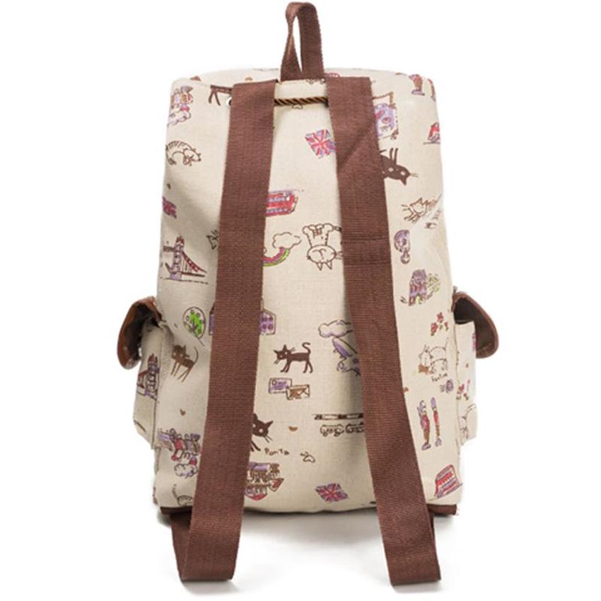 2021 Women Canvas Large Rucksack Ladies Cat Print School Bag Laptop Notebook Backpack