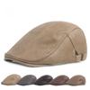 Кожаная утолщенная шапка с утиным язычком, зимняя кепка для пожилых людей, берет для литературной молодежи, мужская и женская шляпа