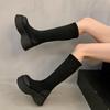 Suede Knee-length Women's Winter Plush Motorcycle Boots Thick Sole Wedge Socks Mid-calf Short Boots Autumn and Spring Shoes 2024