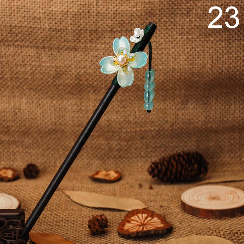 Новые Роскошные Заколки для Волос с Цветами Ручной Работы, Винтажные Деревянные Китайские Заколки-Шпильки для Волос для Женщин, Украшения для Волос, Головные Украшения