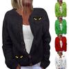 Women's Fashion Christmas Printed Long Sleeve Knitted Cardigan Button Down Jacket